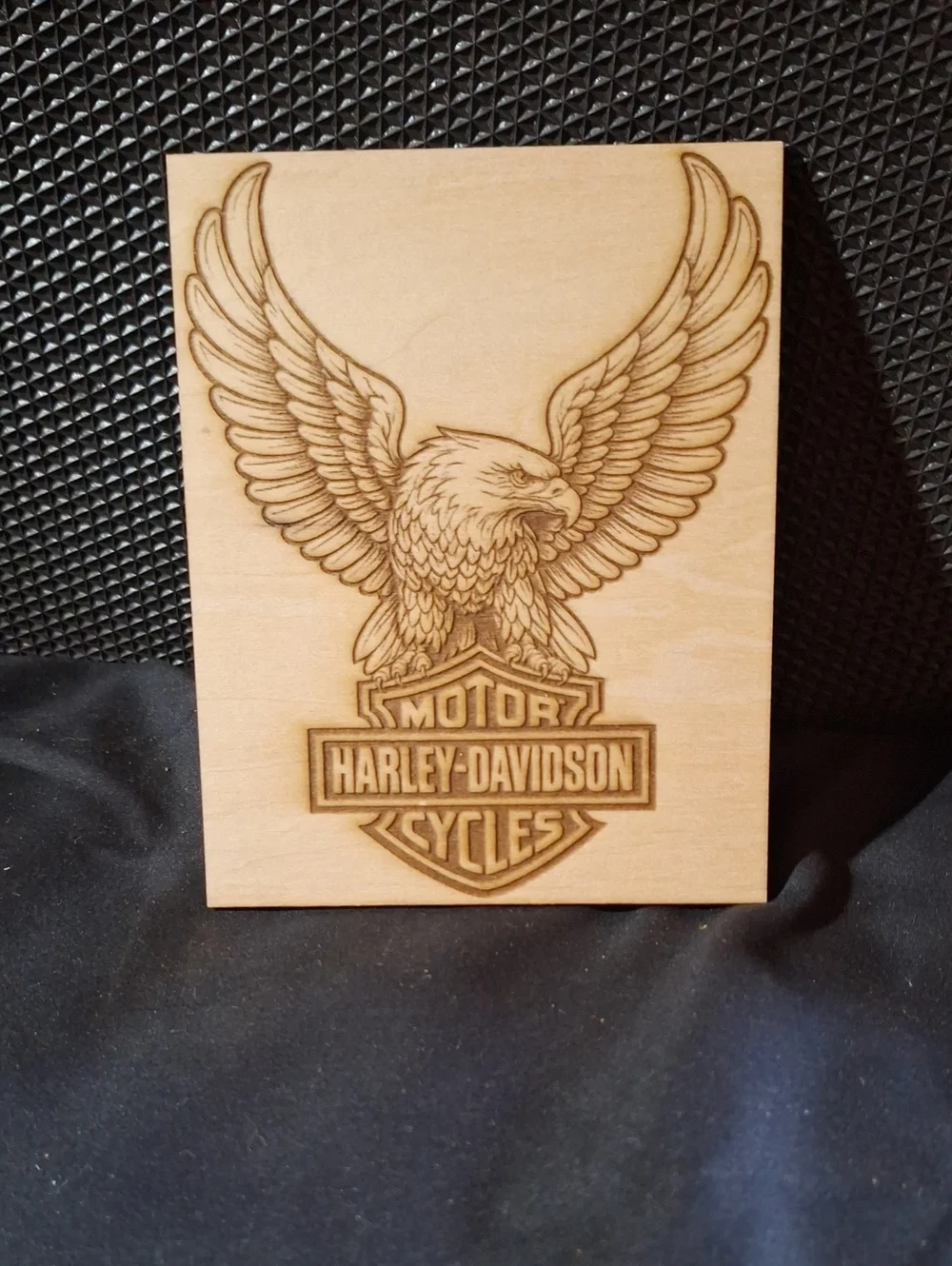 New Artisan Harley-Davidson Eagle Laser Engraved Wood Plaque